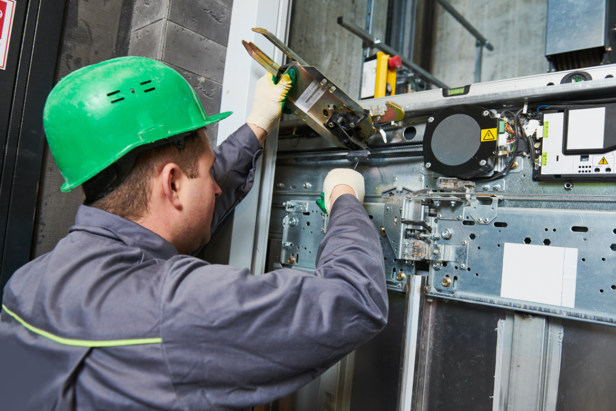 Lift engineer at work